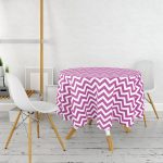 - MasaYuv-522-Gorsel2 - Realhomes  Modern Zigzag Desenli Dijital Baskılı Yuvarlak Masa Örtüsü - Çap 140cm Realhomes