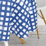 Lacivert Yeşil Geometrik Kare Motifli Yuvarlak Masa Örtüsü - Çap 140cm Realhomes