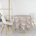 Kahve Çizgili Motifli Modern Yuvarlak Masa Örtüsü - Çap 140cm Realhomes