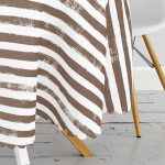 Kahve Çizgili Motifli Modern Yuvarlak Masa Örtüsü - Çap 140cm Realhomes