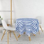 Lacivert Çizgili Motifli Modern Yuvarlak Masa Örtüsü - Çap 140cm Realhomes