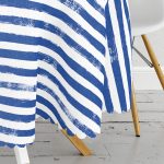 Lacivert Çizgili Motifli Modern Yuvarlak Masa Örtüsü - Çap 140cm Realhomes