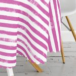 Mor Çizgili Motifli Modern Yuvarlak Masa Örtüsü - Çap 140cm Realhomes