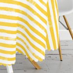 Sarı Çizgili Motifli Modern Dijital Baskılı Yuvarlak Masa Örtüsü - Çap 140cm Realhomes