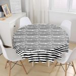 - MasaYuv-5237siyah-Gorsel1 - Realhomes  Siyah Çizgili Motifli Modern Yuvarlak Masa Örtüsü - Çap 140cm Realhomes