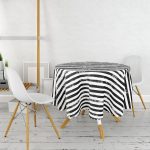 - MasaYuv-5237siyah-Gorsel2 - Realhomes  Siyah Çizgili Motifli Modern Yuvarlak Masa Örtüsü - Çap 140cm Realhomes