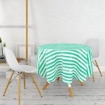 Yeşil Çizgili Motifli Modern Dijital Baskılı Yuvarlak Masa Örtüsü - Çap 140cm Realhomes