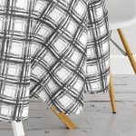 Izgara Zeminde Gri Tonlama Baskılı Özel Tasarım Yuvarlak Masa Örtüsü - Çap 140cm Realhomes