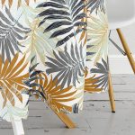 Kahverengi Ve Gri Yaprak Desenli Yuvarlak Masa Örtüsü - Çap 140cm Realhomes