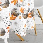 Mermer Desen Ve Kuru Yaprak Motifli Yuvarlak Masa Örtüsü - Çap 140cm Realhomes