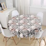 Leopar Baskılı İkat Desenli Modern Yuvarlak Masa Örtüsü - Çap 140cm Realhomes