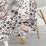 Leopar Baskılı İkat Desenli Modern Yuvarlak Masa Örtüsü - Çap 140cm Realhomes