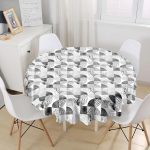 - MasaYuv-5288-Gorsel1 - Realhomes RealHomes Gri Zeminde Mermer Desenli Dijital Baskılı Yuvarlak Masa Örtüsü - Çap 140cm Realhomes