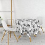 - MasaYuv-5288-Gorsel2 - Realhomes RealHomes Gri Zeminde Mermer Desenli Dijital Baskılı Yuvarlak Masa Örtüsü - Çap 140cm Realhomes
