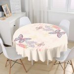 Modern Kelebek Dijital Baskılı Yuvarlak Masa Örtüsü - Çap 140cm Realhomes