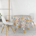 Botanik Portre Basklı Yuvarlak Masa Örtüsü - Çap 140cm Realhomes