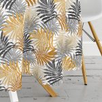 - MasaYuv-5351-Gorsel3 - Realhomes Renkli Yapraklar Üzerinde Nokta Tasarımlı Yuvarlak Masa Örtüsü - Çap 140cm Realhomes