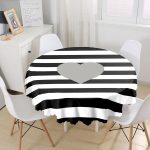 Modern Kalp Desenli Dijital Baskılı Yuvarlak Masa Örtüsü - Çap 140cm Realhomes