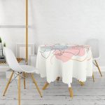 Kırmızı Ve Turucu Şerit Temalı Çiçek Tasrımlı Yuvarlak Masa Örtüsü - Çap 140cm Realhomes