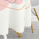 Kırmızı Ve Turucu Şerit Temalı Çiçek Tasrımlı Yuvarlak Masa Örtüsü - Çap 140cm Realhomes