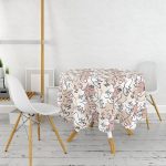 Botanik Portre Dijital Baskılı Özel Tasarım Yuvarlak Masa Örtüsü - Çap 140cm Realhomes