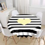 - MasaYuv-538-Gorsel1 - Realhomes Modern Kalp Desenli Dijital Baskılı Yuvarlak Masa Örtüsü - Çap 140cm Realhomes