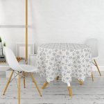 - MasaYuv-5383-Gorsel2 - Realhomes Geometrik Çizimli Renkli Özel Tasarım Dijital Baskılı Yuvarlak Masa Örtüsü - Çap 140cm Realhomes