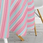 - MasaYuv-5384-Gorsel3 - Realhomes  Pembe Mavi Düz Çizgiler Özel Tasarım Yuvarlak Masa Örtüsü - Çap 140cm Realhomes