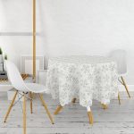 - MasaYuv-5385-Gorsel2 - Realhomes Kot Zeminli Yıldız Motifli Dijital Baskılı Yuvarlak Masa Örtüsü - Çap 140cm Realhomes