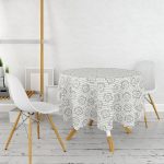 Kot Zemin Temalı Çiçek Motifli Dijital Baskılı Yuvarlak Masa Örtüsü - Çap 140cm Realhomes