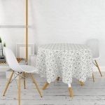 - MasaYuv-5389-Gorsel2 - Realhomes Kot Zemin Üzerinde Soyut Çizimli Yuvarlak Masa Örtüsü - Çap 140cm Realhomes