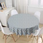 Gri Zemin Üzerinde Kahverengi Kot Çizgili Yuvarlak Masa Örtüsü - Çap 140cm Realhomes