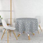 Gri Zemin Üzerinde Kahverengi Kot Çizgili Yuvarlak Masa Örtüsü - Çap 140cm Realhomes