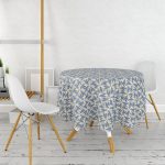 Kahverengi Çizgiler Üzerinde Soyut Çizimli Dijital Baskılı Yuvarlak Masa Örtüsü - Çap 140cm Realhomes