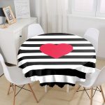 Modern Kalp Desenli Dijital Baskılı Yuvarlak Masa Örtüsü - Çap 140cm Realhomes