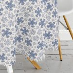 Gri Kot Zemin Üzerinde Kristal Taneleri Motifli Yuvarlak Masa Örtüsü - Çap 140cm Realhomes