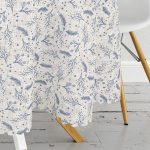 Gri Kot Zeminde Kurumuş Dal Desenli Özel Tasarım Yuvarlak Masa Örtüsü - Çap 140cm Realhomes