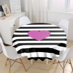 Kalp Desenli Dijital Baskılı Yuvarlak Masa Örtüsü - Çap 140cm Realhomes