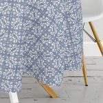 RealHomes Lacivert Kot Zemin Üzerinde Yön Baskılı Yuvarlak Masa Örtüsü - Çap 140cm Realhomes