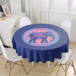 Rengarenk Bohem Otantik Etnik Fil Desenli Yuvarlak Masa Örtüsü - Çap 140cm Realhomes