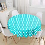 - MasaYuv-546-Gorsel1 - Realhomes Turkuaz Puantiyeli Dijital Baskılı Yuvarlak Masa Örtüsü - Çap 140cm Realhomes
