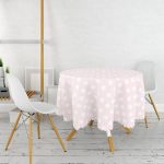 Pembe Puantiyeli Dijital Baskılı Yuvarlak Masa Örtüsü - Çap 140cm Realhomes