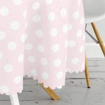 Pembe Puantiyeli Dijital Baskılı Yuvarlak Masa Örtüsü - Çap 140cm Realhomes