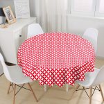 Kırmızı Özel Tasarımlı Dijital Baskılı Yuvarlak Masa Örtüsü - Çap 140cm Realhomes