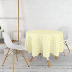 Sarı Renkli Özel Tasarım Dijital Baskılı Yuvarlak Masa Örtüsü - Çap 140cm Realhomes