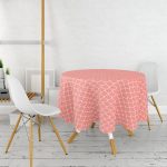 Turuncu Renkli Pul Tasarımlı Dijital Baskılı Yuvarlak Masa Örtüsü - Çap 140cm Realhomes