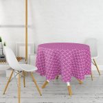 - MasaYuv-558-Gorsel2 - Realhomes  Mor Renkli Pul Tasarımlı Dijital Baskılı Yuvarlak Masa Örtüsü - Çap 140cm Realhomes