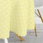 - MasaYuv-559-Gorsel3 - Realhomes  Sarı Renkli Pul Tasarımlı Dijital Baskılı Yuvarlak Masa Örtüsü - Çap 140cm Realhomes