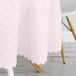 - MasaYuv-561-Gorsel3 - Realhomes Pembe Renkli Pul Tasarımlı Dijital Baskılı Yuvarlak Masa Örtüsü - Çap 140cm Realhomes