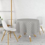 - MasaYuv-562-Gorsel2 - Realhomes Gri Renkli Pul Tasarımlı Dijital Baskılı Yuvarlak Masa Örtüsü - Çap 140cm Realhomes